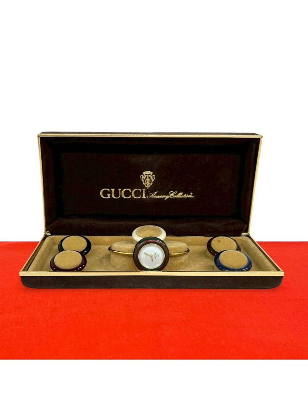 Gucci Vintage Change Bezel Sherry Line Quartz Wristwatch Gold Watch